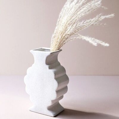 Vase en céramique Art-Déco à bord festonné, H20,5 cm