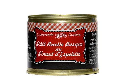 Pâté "recette basque" au piment d'Espelette, conserverie GRATIEN, la boîte de 190g