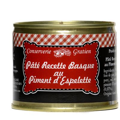 Pâté "recette basque" au piment d'Espelette, conserverie GRATIEN, la boîte de 190g