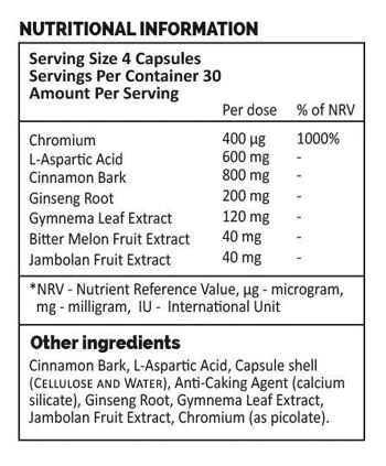 Soutien de la glycémie - 120 capsules - paquet de 4 3