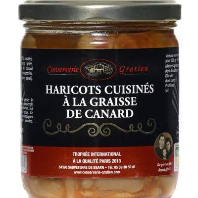 Beans cooked in duck fat, GRATIEN cannery, 360g jar