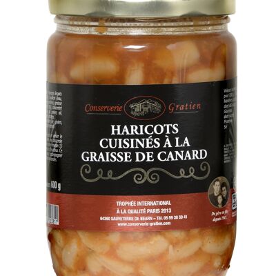 Beans cooked in duck fat, GRATIEN cannery, 600g jar