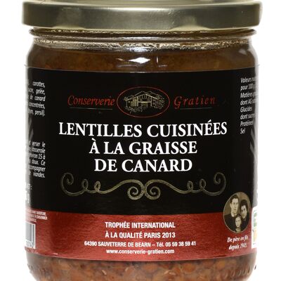 Lentils cooked in duck fat, GRATIEN cannery, 360g jar