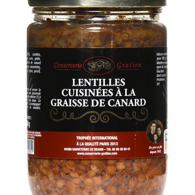 Lentils cooked in duck fat, GRATIEN cannery, 600g jar
