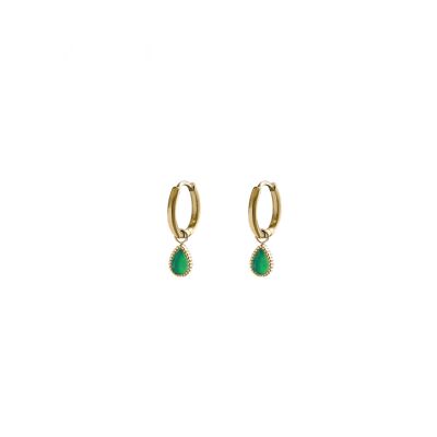 Boucles d'oreilles pendantes Helios - Onyx vert