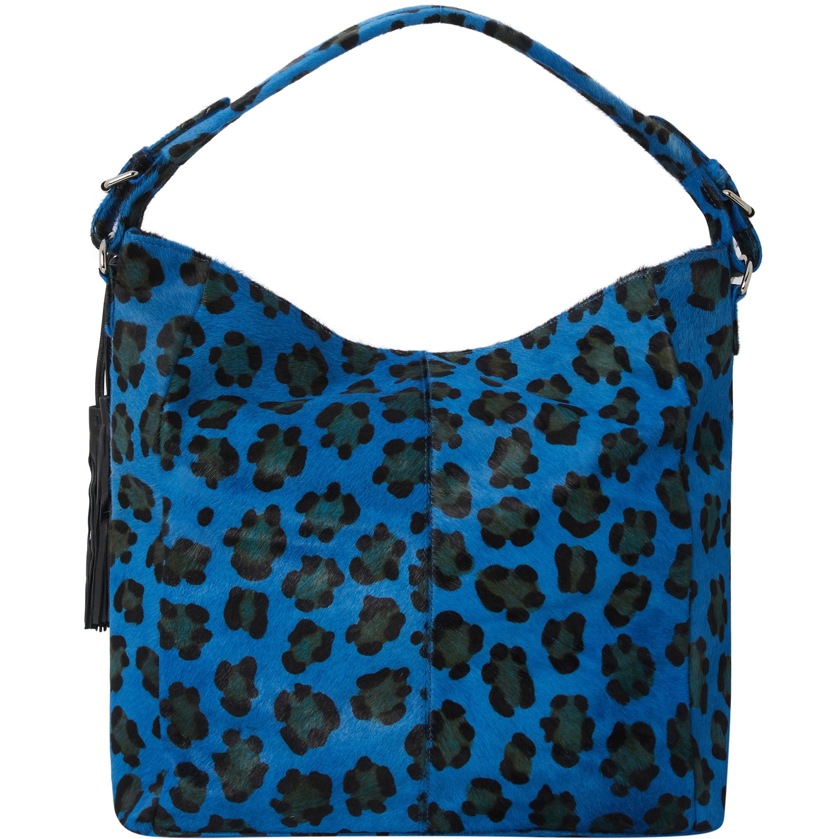 Buy wholesale Blue Leopard Print Calf Hair Leather Top Handle Grab Bag