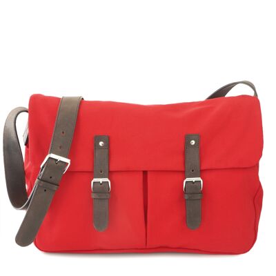 Sac Besace XL en toile et cuir BRUSSELS 01 rouge