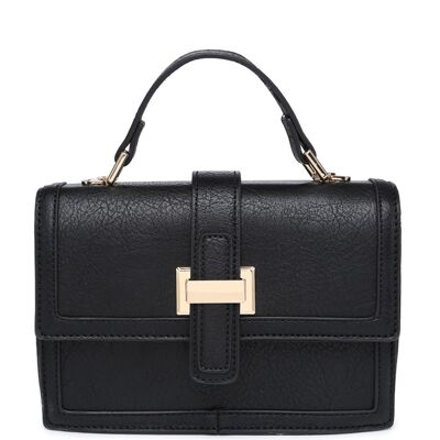 Nuevo Bolso bandolera para mujer Bolso con asa de calidad Bolso de hombro con cremallera principal Cuero de PU vegano-A36829-1 negro