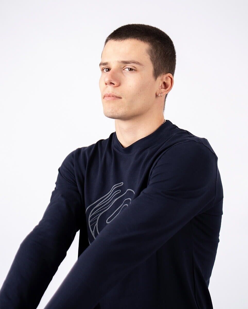 Logo manica lunga blu navy