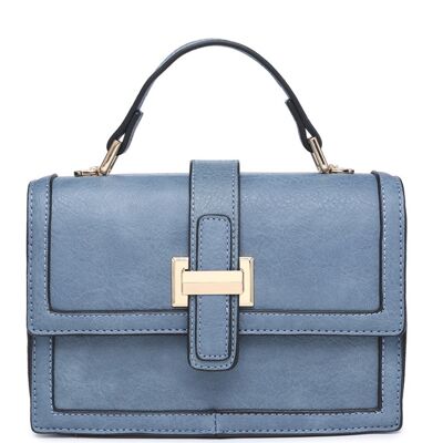 Nuevo Bolso bandolera para mujer Bolso con asa de calidad Bolso de hombro con cremallera principal Cuero de PU vegano-A36829-1 azul claro