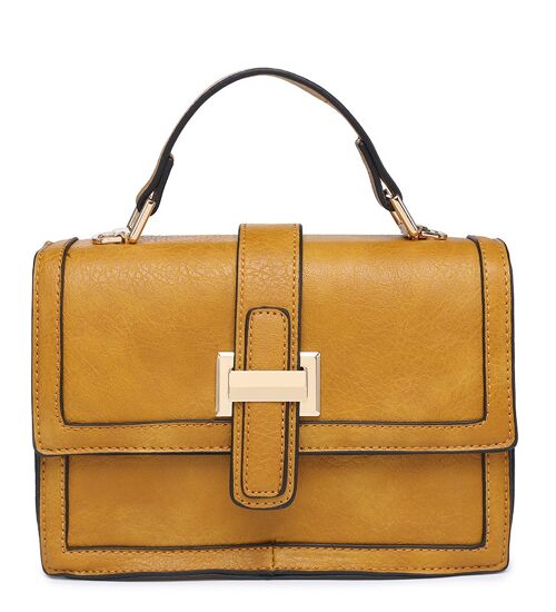 New Womens Crossbody Bag Quality Handle Handbag Main Zipper Shoulder bag vegan PU leather-A36829-1 mustard yellow