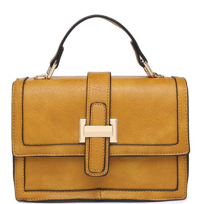 New Womens Crossbody Bag Quality Handle Handbag Main Zipper Shoulder bag vegan PU leather-A36829-1 mustard yellow