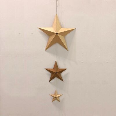 Wooden stars to decorate, garland of 3