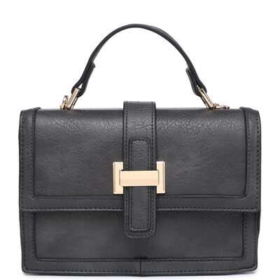 Nuevo Bolso bandolera para mujer Bolso con asa de calidad Bolso de hombro con cremallera principal Cuero de PU vegano-A36829-1 gris