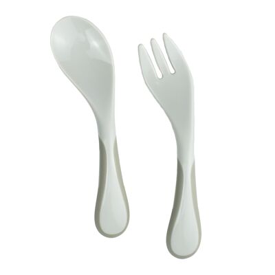 Small Baby Fork and Spoon Set - Cool Grey