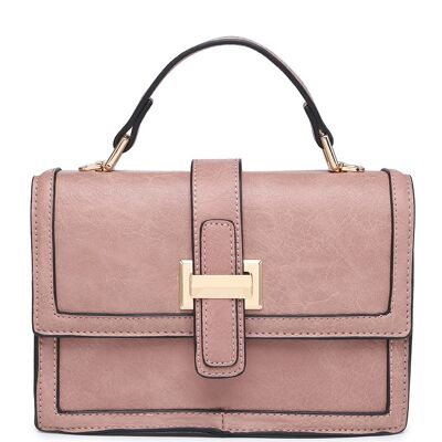 Neue Damen-Umhängetasche Qualität Griff Handtasche Hauptreißverschluss Umhängetasche veganes PU-Leder-A36829-1 rosa