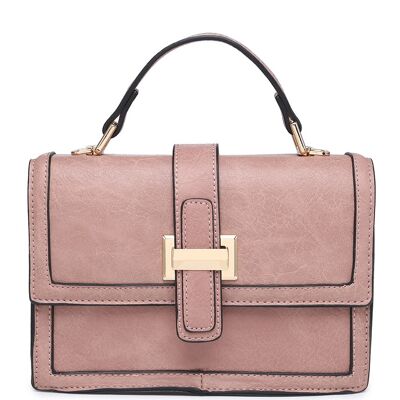 Nuevo Bolso bandolera para mujer Bolso con asa de calidad Bolso de hombro con cremallera principal Cuero de PU vegano-A36829-1 rosa