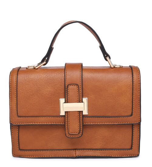 New Womens Crossbody Bag Quality Handle Handbag Main Zipper Shoulder bag vegan PU leather-A36829-1 brown