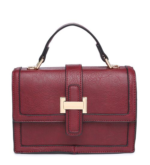 New Womens Crossbody Bag Quality Handle Handbag Main Zipper Shoulder bag vegan PU leather-A36829-1 Mauve (wine)