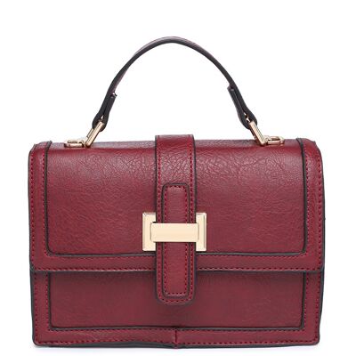 New Womens Crossbody Bag Quality Handle Handbag Main Zipper Shoulder bag vegan PU leather-A36829-1 Mauve (wine)