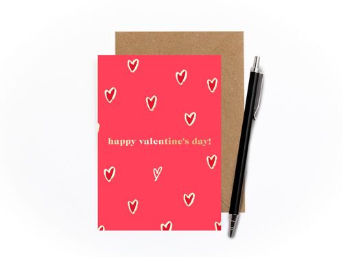 Happy Valentine's Day Foiled Card (Red / Gold)