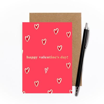 Happy Valentine's Day Foiled Card (Red / Gold)