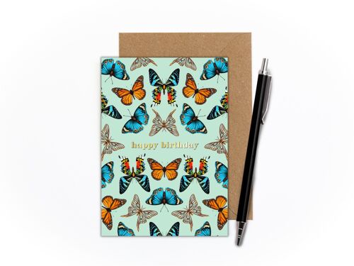 Birthday Butterfly Foiled Card (Mint)