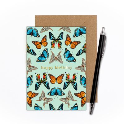 Geburtstagskarte mit Schmetterlingsfolie (Minze)