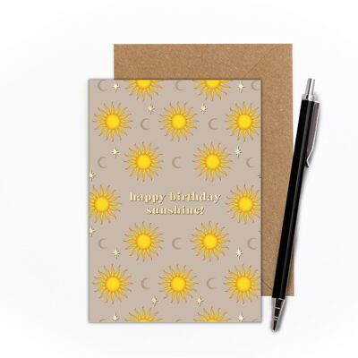 Happy Birthday Sunshine Foiled Card (Sand)