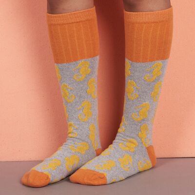 Women's Lambswool Boot Socks seahorse - grey