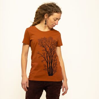 T-shirt femme aulne avec pie en orange rôti 1