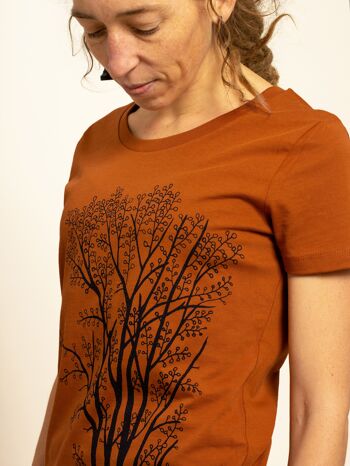 T-shirt femme aulne avec pie en orange rôti 2