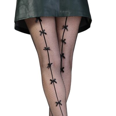 GLAMOR Black Fishnet Tights With Ties for Women's