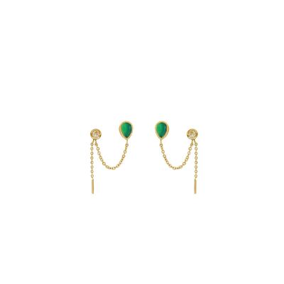 Boucles d'oreilles pendantes Cybele - Onyx vert