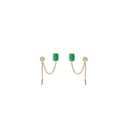 Boucles d'oreilles pendantes Damona - Onyx vert