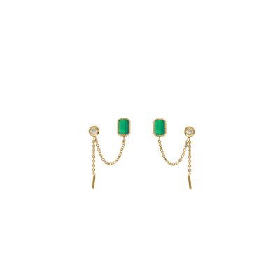 Damona dangling earrings - Green Onyx