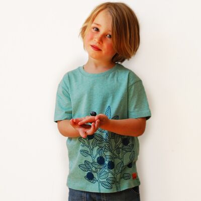 T-shirt Blueberry pour enfant en vert chiné moyen
