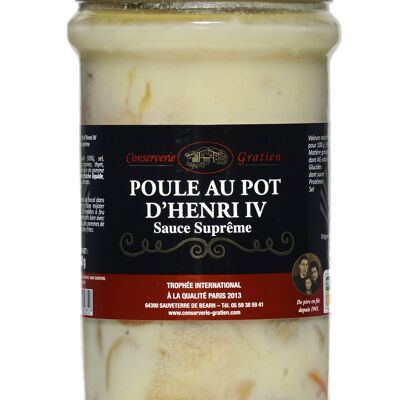 Hen in pot Henri IV cooked in supreme sauce, GRATIEN cannery, 740g jar