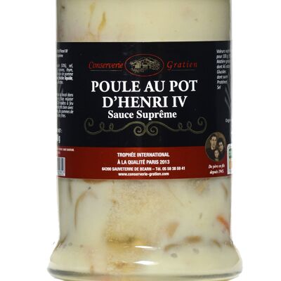 Poule au pot Henri IV cuisinée sauce suprême, conserverie GRATIEN, le bocal de 740g