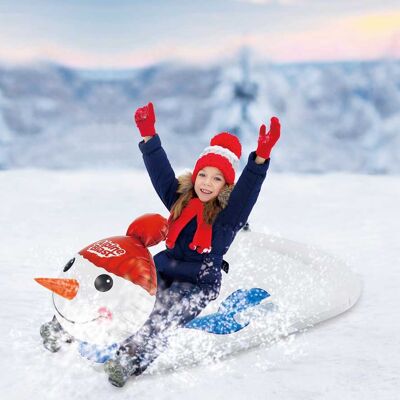 Traîneau gonflable pour enfants en forme de bonhomme de neige Alpine Blast | Blanc | 120x84x55cm