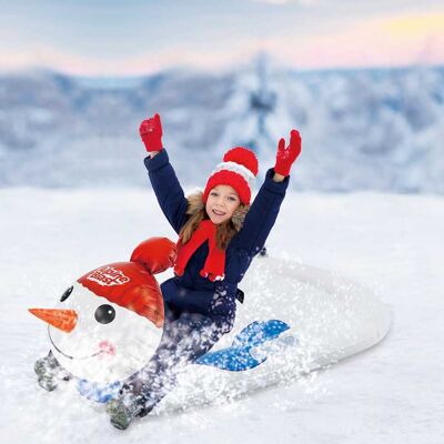 Traîneau gonflable pour enfants en forme de bonhomme de neige Alpine Blast | Blanc | 120x84x55cm