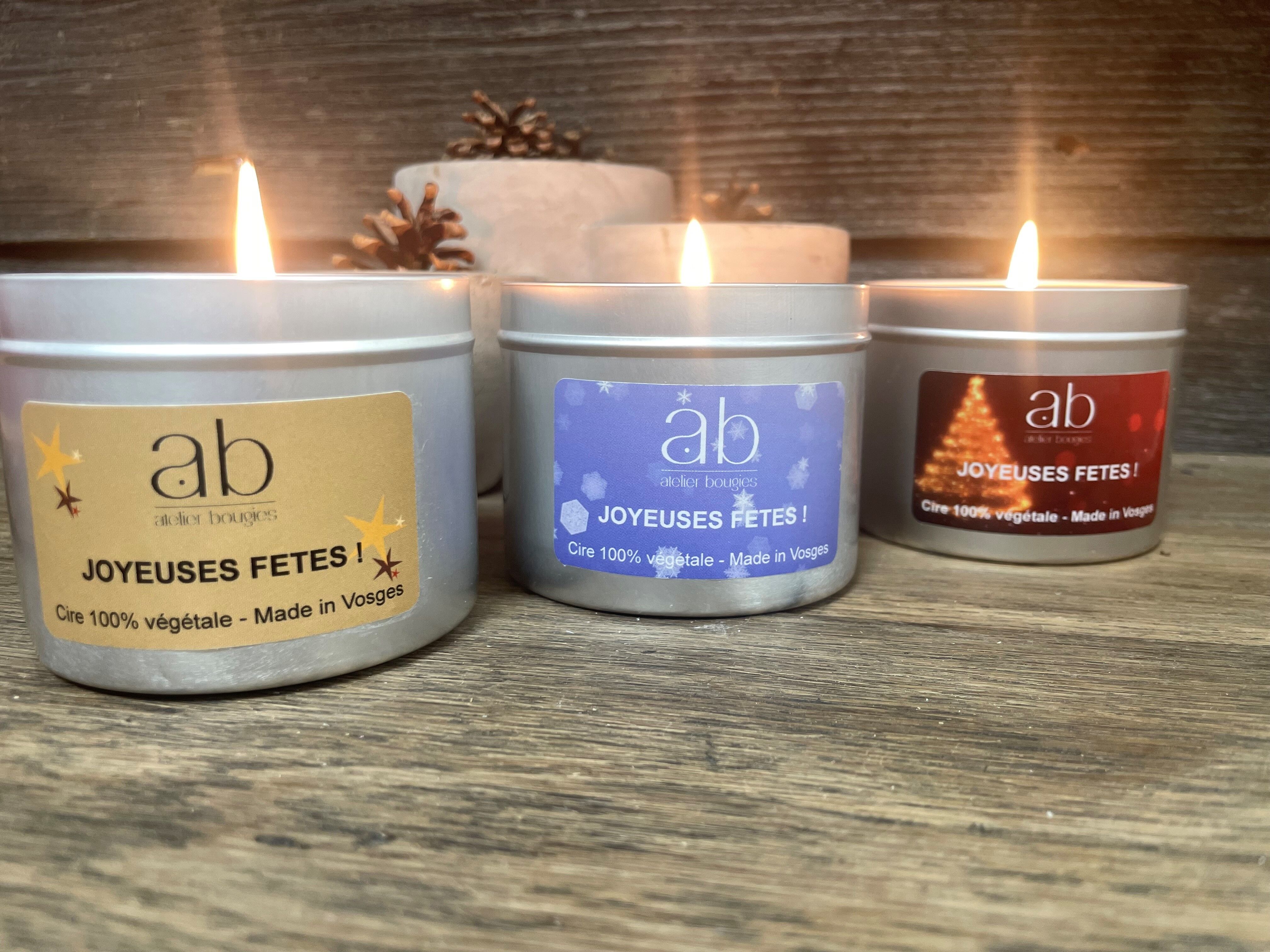 Pack of 3 scented vegetable wax candles special Christmas 180 gr per candle