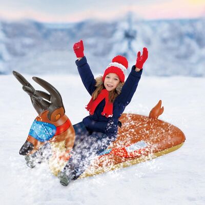 Alpine Blast Inflatable Sleigh Reindeer Children's Sleigh | Brown | 140x104x82cm