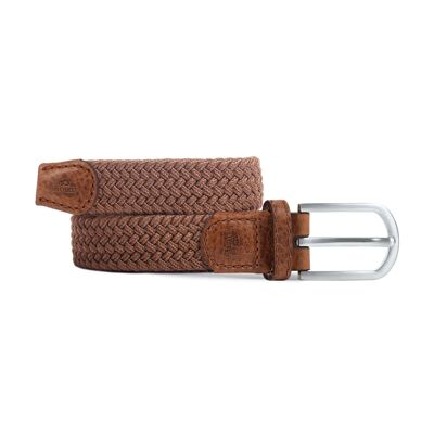 Women's elastic braided belt Camel brown