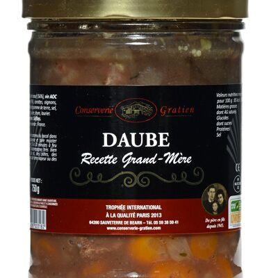 Daube recette Grand-mère, conserverie GRATIEN, le bocal de 750g