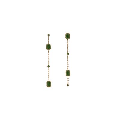 Cronos dangling earrings - Green Onyx