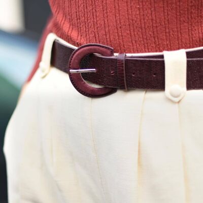 CEINTURE ANETTE LEZARD BORDEAUX