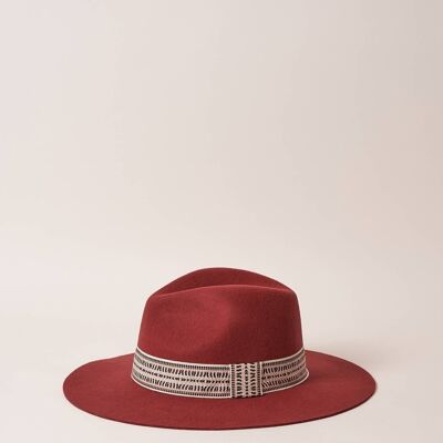 VICTOR RUST HAT WITH EMBROIDERED TRIMS