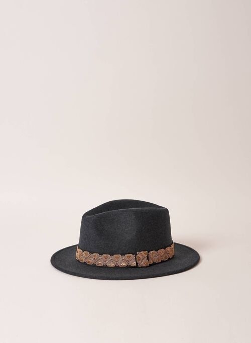 CHAPEAU JIM ANTHRACITE CHINE GALON BRODE