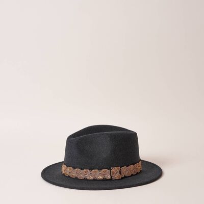 HAT JIM ANTHRACITE CHINA EMBROIDERED STRIPE